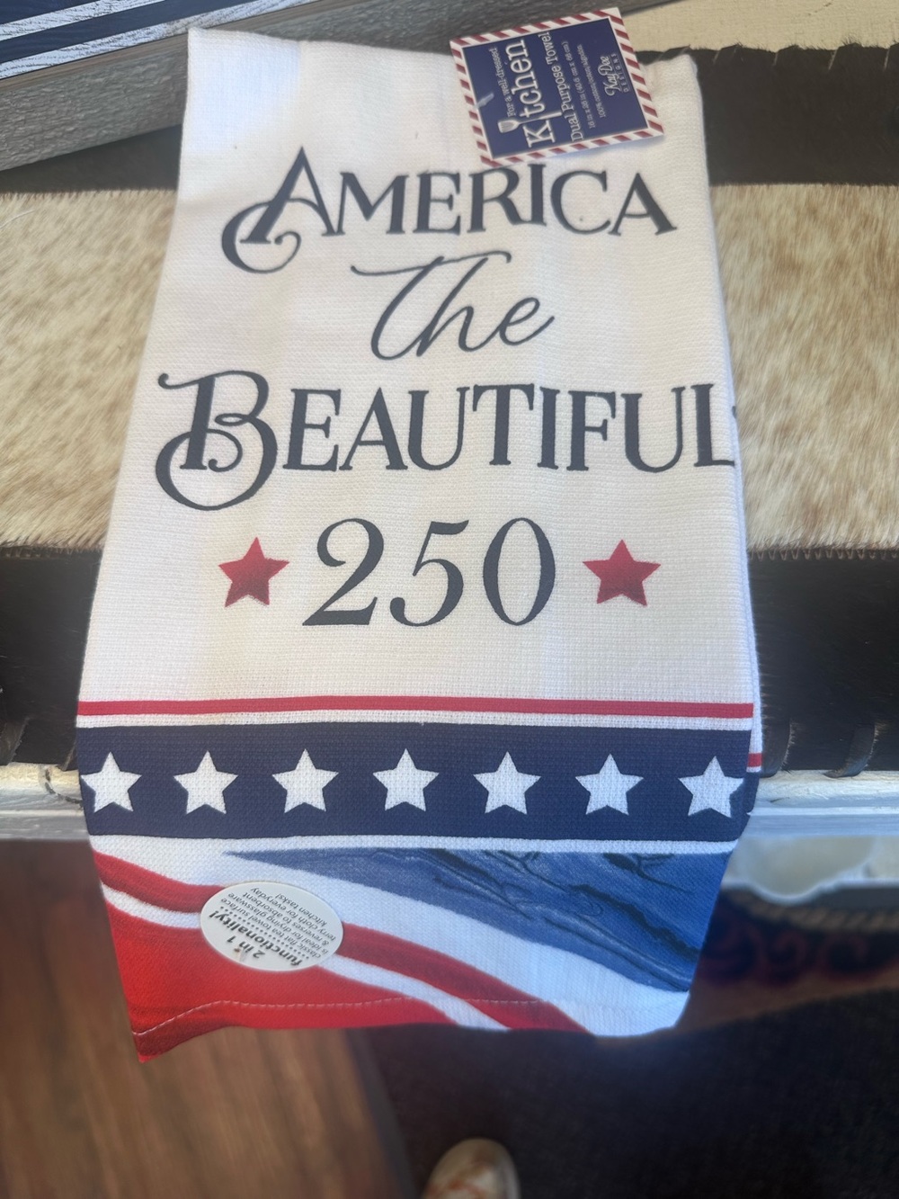 America The Beautiful Patriotic Kitchen Towel - Red White Blue